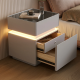 Тумба из экокожи XXF02 с LED подстветкой, сейфом, беспроводная зарядка, Bluetooth-аудио Белая 40х40х51