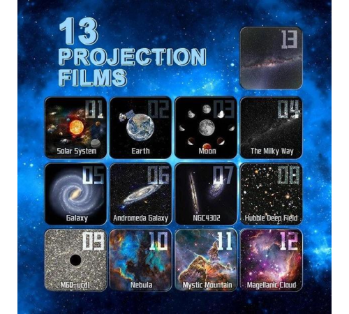 Домашний планетарий + 13 картриджей ночник проектор звездного неба галактика с сменными картриджами