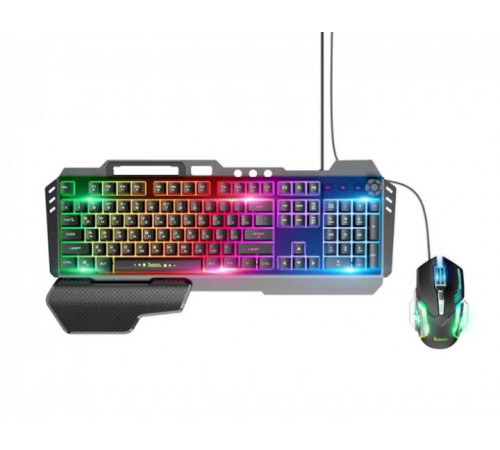 Клавиатура игровая проводная Hoco GM12 клавиатура и мышка с подсветкой LED RGB, Игровой комплект для ПК