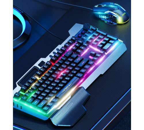 Клавиатура игровая проводная Hoco GM12 клавиатура и мышка с подсветкой LED RGB, Игровой комплект для ПК
