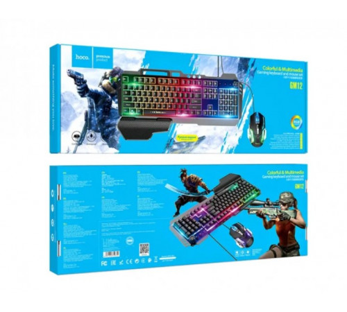 Клавиатура игровая проводная Hoco GM12 клавиатура и мышка с подсветкой LED RGB, Игровой комплект для ПК