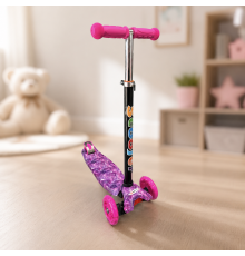 Самокат Scooter з підсвічуванням коліс для дівчинки та хлопчика рожевий