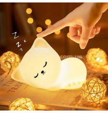 Дитячий нічник Sleeping cat Світильник акумуляторний сенсорний 6 режимів свічення 5Вт