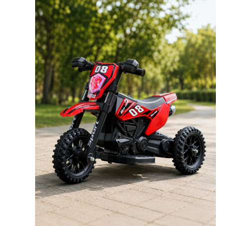 Электромотоцикл для детей Cool Mountain 26X-130 / Детский электро мотоцикл с LED-подсветкой и музыкой Красный