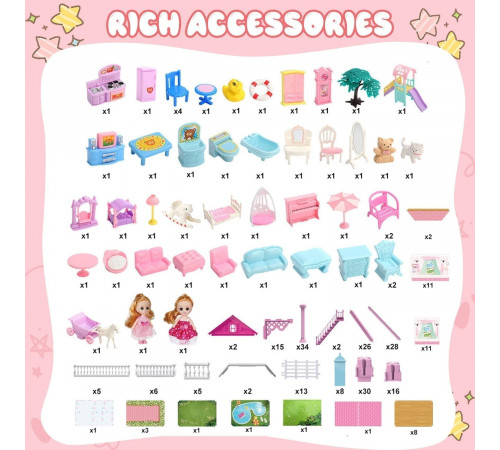 Игровой набор / Кукольный домик с мебелью и куклами Princess Home