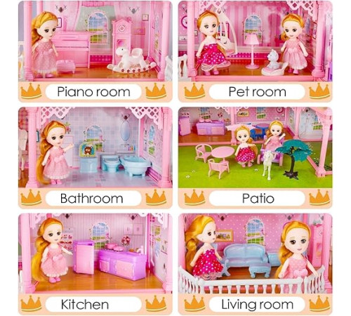 Игровой набор / Кукольный домик с мебелью и куклами Princess Home
