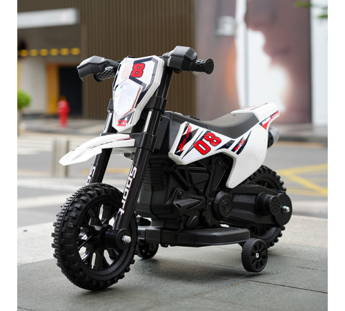 Электромотоцикл для детей Cool Mountain 26X-130 / Детский электро мотоцикл с LED-подсветкой и музыкой Белый