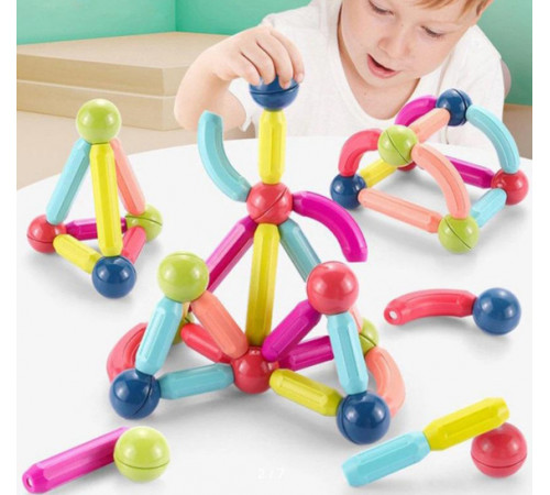 Магнітний конструктор 26 паличок, 10 кульків SKY Magnetic Sticks, кольоровий