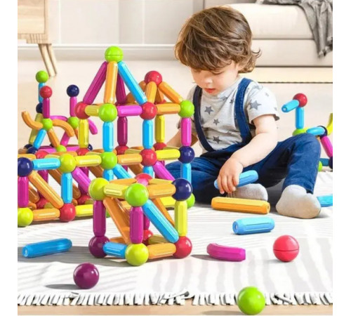 Магнітний конструктор 26 паличок, 10 кульків SKY Magnetic Sticks, кольоровий