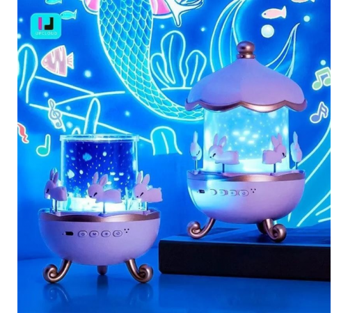 Детский ночник проектор звездного неба Bluetooth Fairy Tale E11 аккумуляторный светильник карусель 6 сменных картинок с LED подсветкой и музыкой