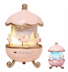 Детский ночник проектор звездного неба Bluetooth Fairy Tale E11 аккумуляторный светильник карусель 6 сменных картинок с LED подсветкой и музыкой