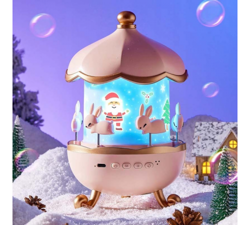 Детский ночник проектор звездного неба Bluetooth Fairy Tale E11 аккумуляторный светильник карусель 6 сменных картинок с LED подсветкой и музыкой