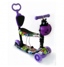 Дитячий Самокат 5 в 1 з підніжками та батьківською ручкою Best Scooter, PU колеса, Підсвічування коліс