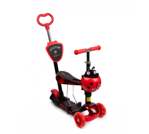 Дитячий Самокат 5 в 1 з підніжками та батьківською ручкою Best Scooter, PU колеса, Підсвічування коліс