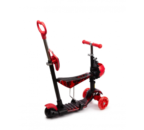 Дитячий Самокат 5 в 1 з підніжками та батьківською ручкою Best Scooter, PU колеса, Підсвічування коліс