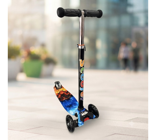Самокат Scooter з підсвічуванням коліс для дівчинки та хлопчика синій