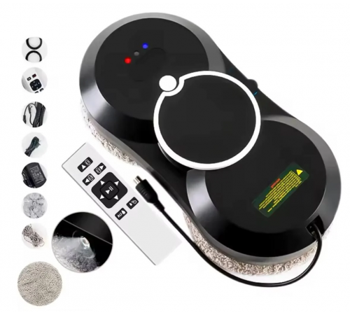 Робот для миття вікон NEW Glass Cleaning Robot з пультом дистанційного керування чорний за 3863 грн