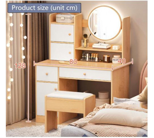 Стіл для макіяжу з LED дзеркалом STL-MD 74 (Г40/Ш80/В127, КОРИЧНЕВО-БІЛИЙ) за 3728 грн