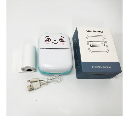 Портативний мініпринтер Mini printer з Bluetooth для термодруку без чорнила зі смартфона. Колір: блакитний QI-44 за 637 грн