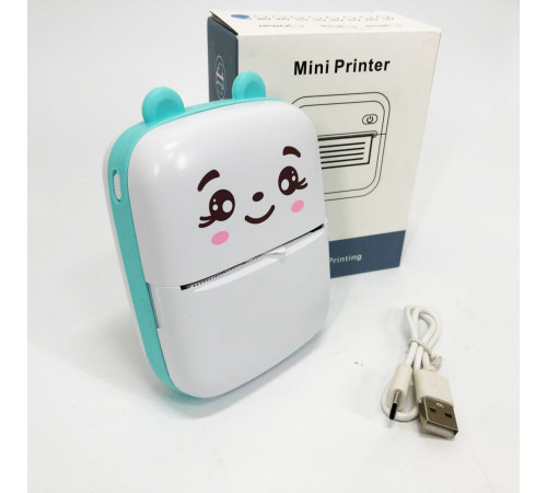 Портативний мініпринтер Mini printer з Bluetooth для термодруку без чорнила зі смартфона. Колір: блакитний QI-44 за 637 грн
