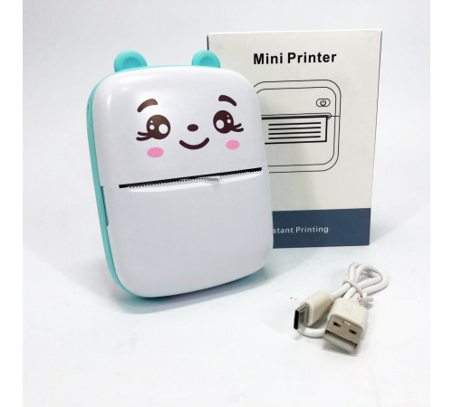 Портативний мініпринтер Mini printer з Bluetooth для термодруку без чорнила зі смартфона. Колір: блакитний QI-44 за 637 грн