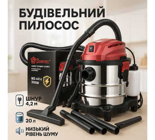 Пылесос для столярных работ Domotec, Мощный строительный пылесос Моющий професиональный GW-41