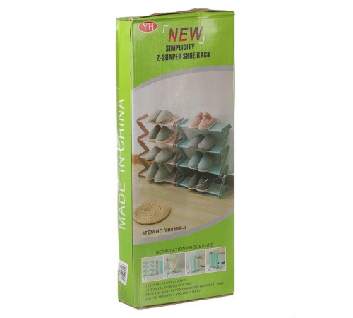 Полиця для взуття органайзер стійка складана Shoe Rack YH 8802 речей та взуття 4 полиці. Колір: рожевий FX-42 за 410 грн