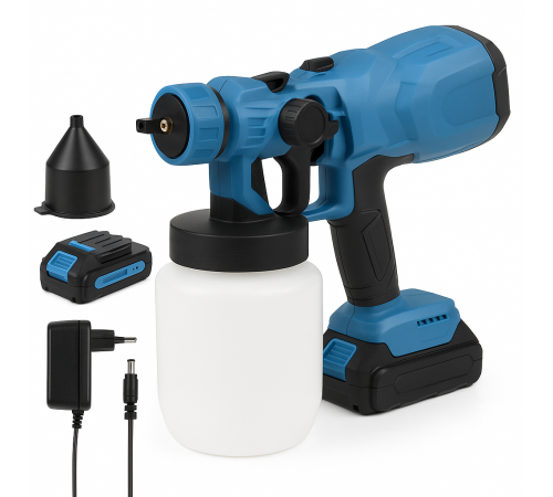 Краскораспылитель компресор Krafftec 48V/2Ah, 600 W, 800 мл, Краскораспылитель с ременем для переноски FL-26