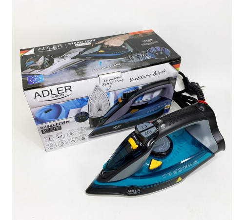 Хороший утюг для глажки вещей ADLER AD 5032 3000Вт, Утюг для дома с керамической подошвой WZ-17