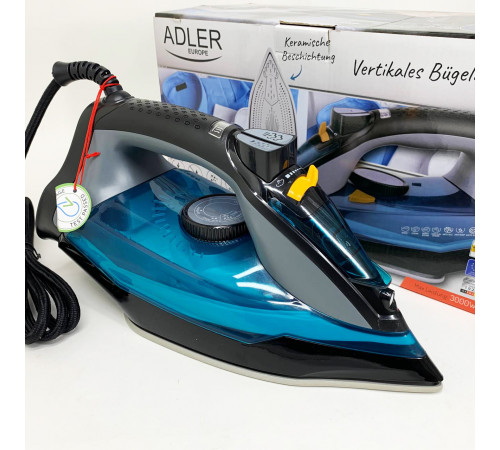 Хороший утюг для глажки вещей ADLER AD 5032 3000Вт, Утюг для дома с керамической подошвой WZ-17