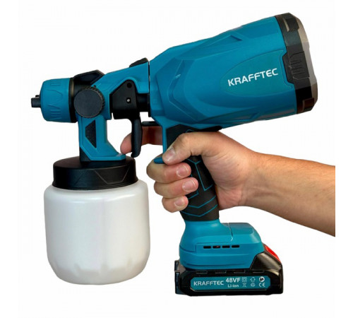 Краскораспылитель компресор Krafftec 48V/2Ah, 600 W, 800 мл, Краскораспылитель с ременем для переноски FL-26