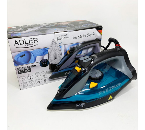 Хороший утюг для глажки вещей ADLER AD 5032 3000Вт, Утюг для дома с керамической подошвой WZ-17