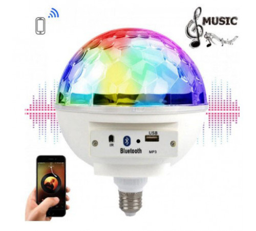 Диско-шар светомузыка диско шар с цоколем Music Ball E27 ZV-13