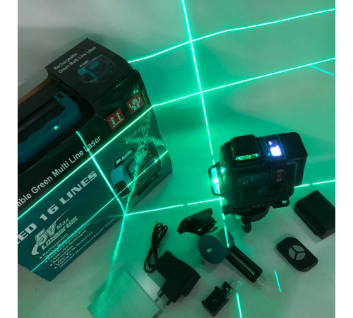 Уровень лазерный линейный нивелир аккумуляторный Laser 4D, 16 линий, рабочее растояние 30м, в чемодане BI-40