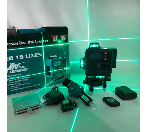 Уровень лазерный линейный нивелир аккумуляторный Laser 4D, 16 линий, рабочее растояние 30м, в чемодане BI-40
