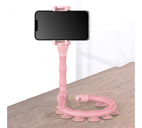 Гибкий держатель для телефона с присосками универсальный Cute Worm Lazy Holder. Цвет: розовый VP-64