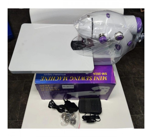 Мини швейная машинка 4 в 1 с педалью и адаптером Mini Sewing Machine FHSM 202 с доской PW-51