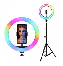 Кольцевая лампа со Штативом RGB 36 см,Светодиодная LED лампа,Кольцевой свет,Разноцветная лампа блогера