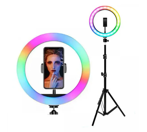 Кольцевая лампа со Штативом RGB 36 см,Светодиодная LED лампа,Кольцевой свет,Разноцветная лампа блогера