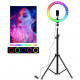 Кольцевая лампа со Штативом RGB 36 см,Светодиодная LED лампа,Кольцевой свет,Разноцветная лампа блогера