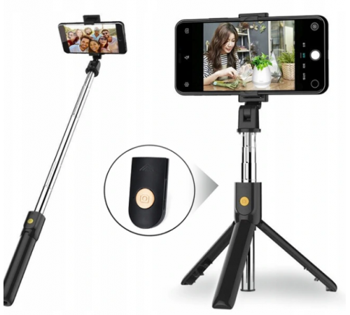 Монопод-трипод для селфі Selfie K22 + знімний Bluetooth пульт / палиця селфі з тринога К22 (Чорний) за 630 грн