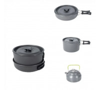 Алюминиевый туритический набор посуды(кастрюли, сковородка, чайник) COOKING SET DS-308 (16)
