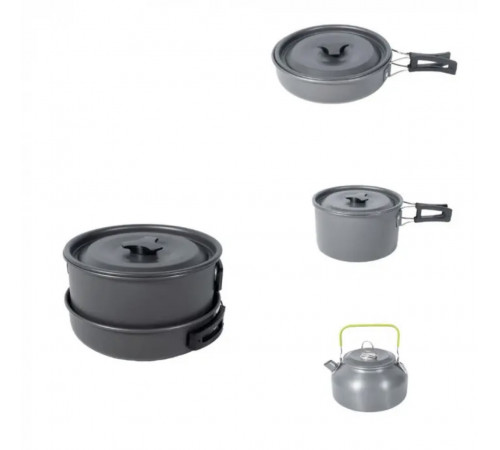 Алюминиевый туритический набор посуды(кастрюли, сковородка, чайник) COOKING SET DS-308 (16) за 1332 грн