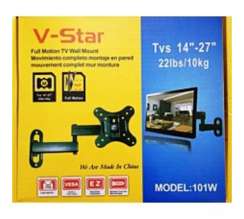 Кріплення кронштейн для телевізорів/моніторів поворотний V-Star 101W 14-27'' Чорний за 373 грн