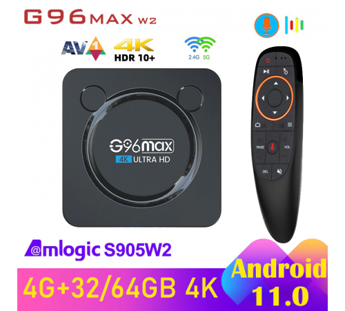 Приставка V-BOX G96 Max W2 4K 4/64 UltraHD Android 11