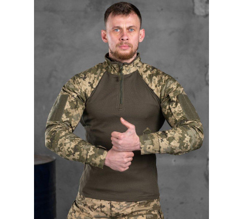 Тактическая Боевая рубашка убакс мужская с рукавами пиксель липучки под шеврон