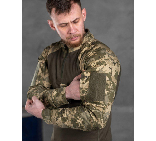 Тактическая Боевая рубашка убакс мужская с рукавами пиксель липучки под шеврон