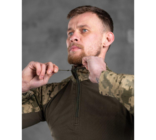 Тактическая Боевая рубашка убакс мужская с рукавами пиксель липучки под шеврон