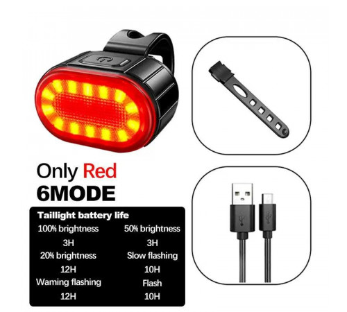 Велокомплект ZH-078-2LED фонарь + STOP-14SMD, waterproof, Li-Ion аккум., ЗУ Type-C (100) за 405 грн