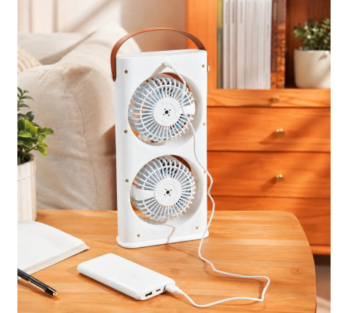 Настольный вентилятор Double-ended Spray Fan 1200 мАг / Аккумуляторный портативный вентилятор с пультом и LED-подсветкой